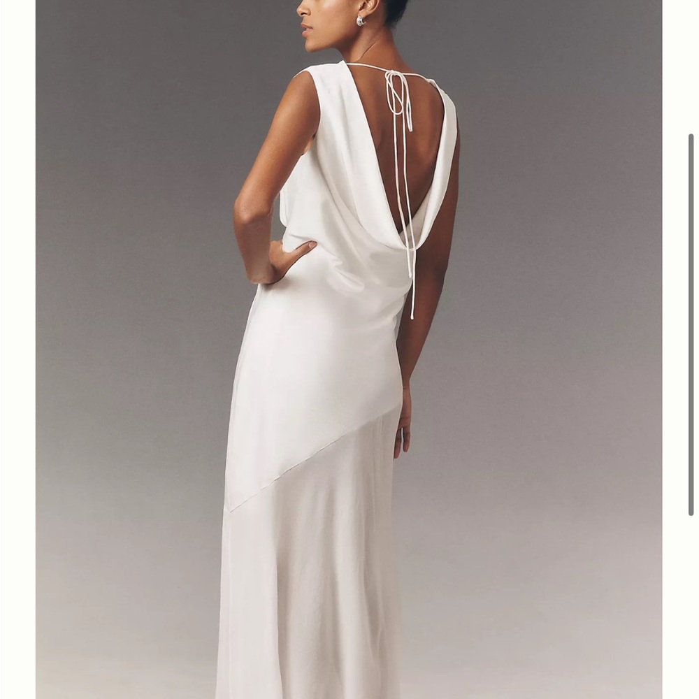 Elegant White Cowl-Back Maxi Dress size 12